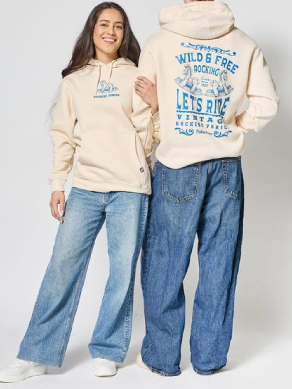 XL • Retrokid Fisher Price Rocking Ponies Pullover Hoodie - Wild & Free - Ivory